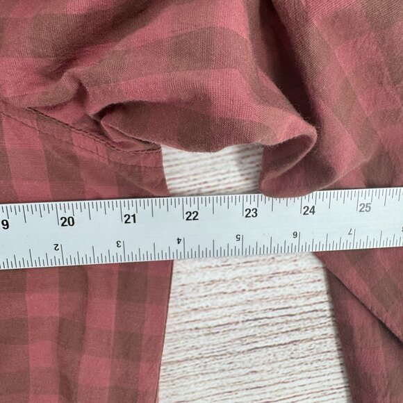 prAna Snap Down Hooded Long Sleeve Shirt‎ Women's Size M Red/Brown Checkered - Picture 11 of 13